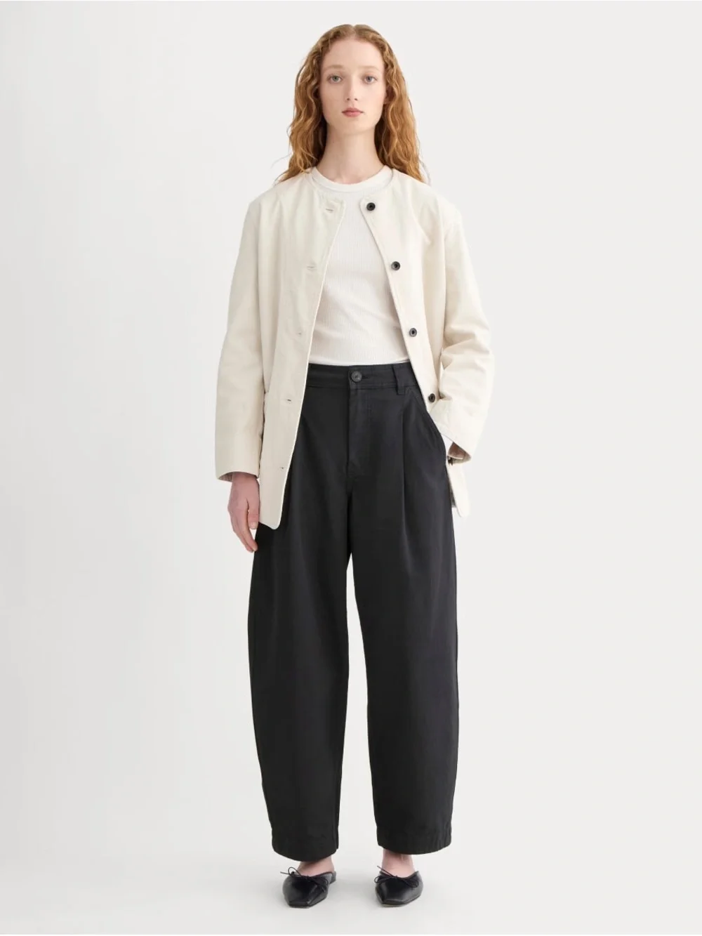 EVERLANE The Everywhere Barrel Cotton Linen Black Pants Trousers